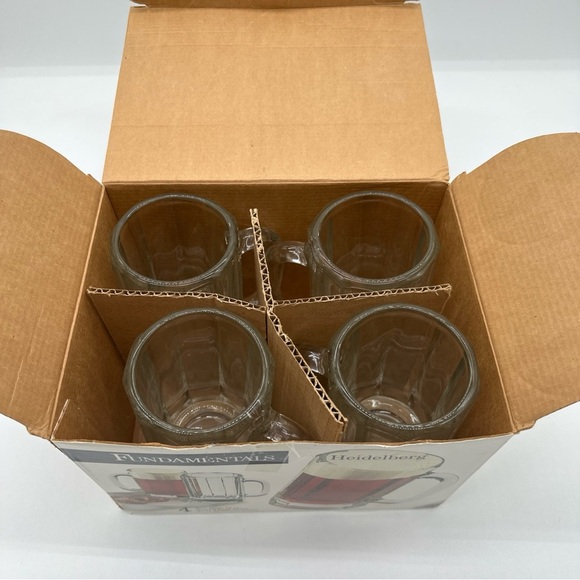 Vintage Libbey Heidelberg Heavy Clear Glass 10 Panel Beer Mug Steins 4X 16 Oz - Picture 3 of 3